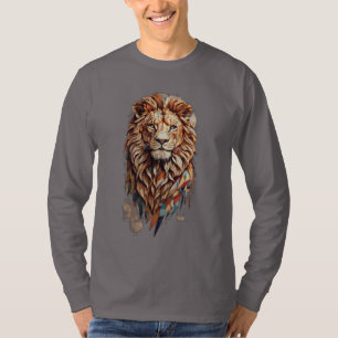 Camiseta Leão Geométrico: Designs de Camiseiros Mosaicos Cu