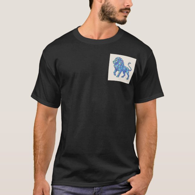 Camiseta Leão Geométrico Holográfico (Frente)