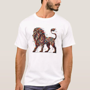 Camiseta Leão Geométrico Majestoso - Libere Seu Roar Interi