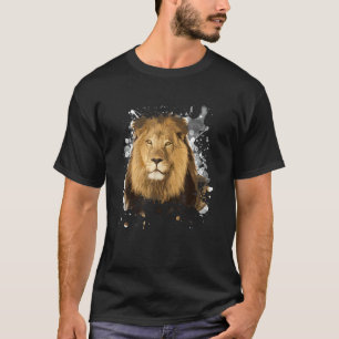 Camiseta Leão Grande Felino Vida Selvagem Natureza Aquarela