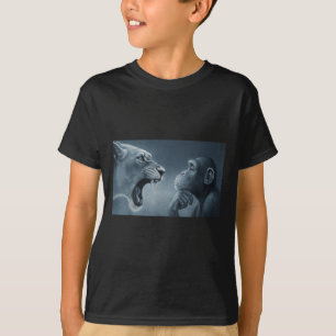 Camiseta Leão Gritando Em Macaco, Macaco E Monge-Memória Li