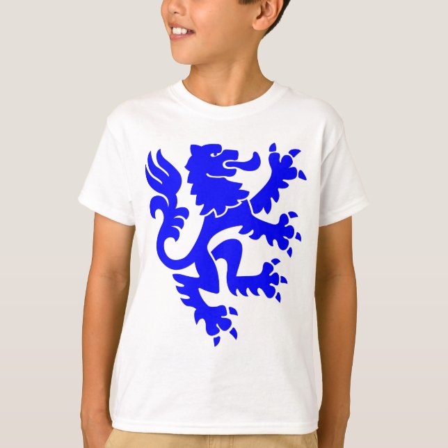 Camiseta Leão Heráldico 01 - Azul (Frente)