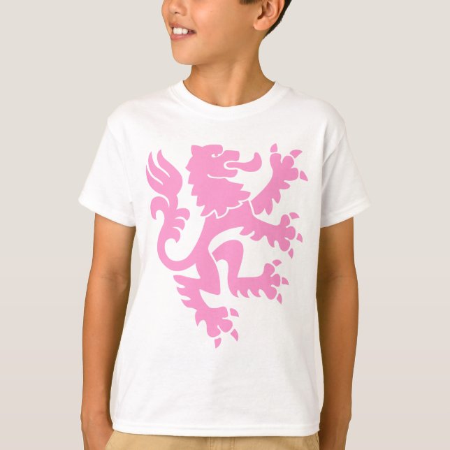 Camiseta Leão Heráldico 01 - Rosa (Frente)