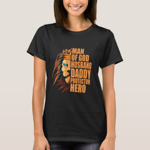 Camiseta Leão Homem De Deus Marido Papa Pai Pai Pai Prot.