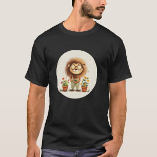 Camiseta Leão jardineiro legal de óculos trazendo vida ao t