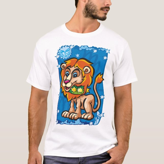 Camiseta Leão Leão no céu noturno (Frente)