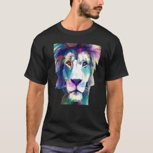 Camiseta Leão legal Com Cores Brilhantes Criadas Por Ai
