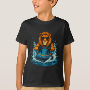Camiseta Leão Legal Com Óculos de Sol Felino Piloto de Jet