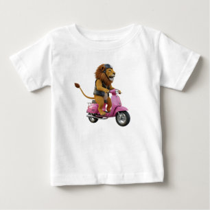 Camiseta Leão Legal de Motoqueiro Andando em uma Scooter Ro