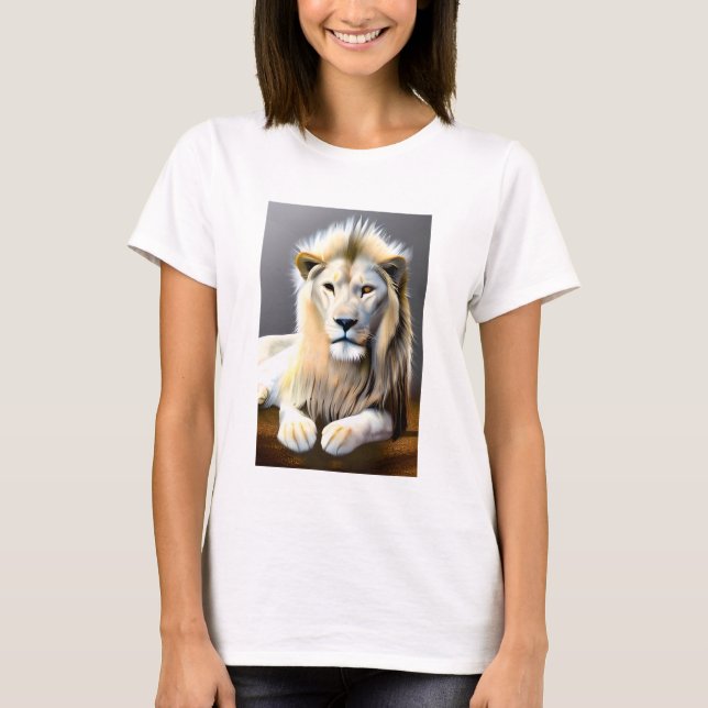 Camiseta Leão Majestoso Branco Eetano (Frente)
