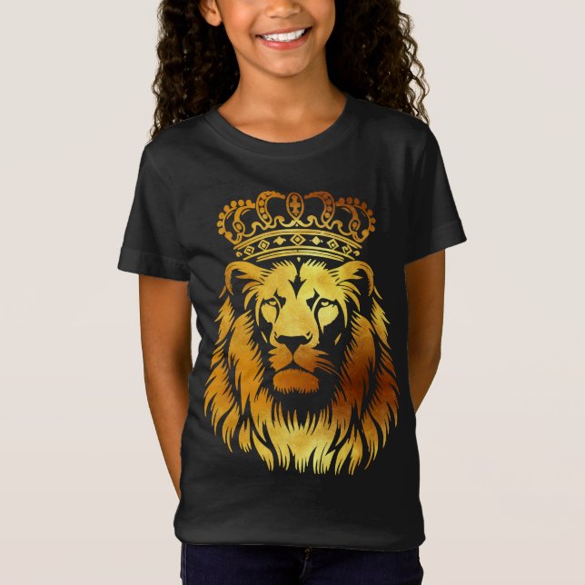 Camiseta Leão Majestoso Coroado - Arte Real (Frente)