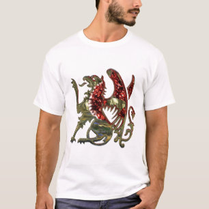 Camiseta Leão medieval de Eagle do grifo metálico Dourado