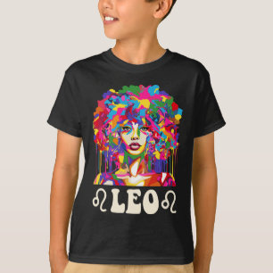 Camiseta Leão Menina Negra Afro-Americana Arte Aniversário