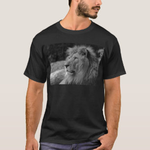 Camiseta Leão Negro e Branco - Animal Selvagem