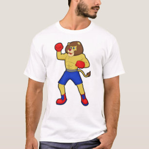 Camiseta Leão no boxe com luvas de boxe
