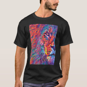 Camiseta Leão O Rei Majestoso Cute Onda de Cor Animais da S