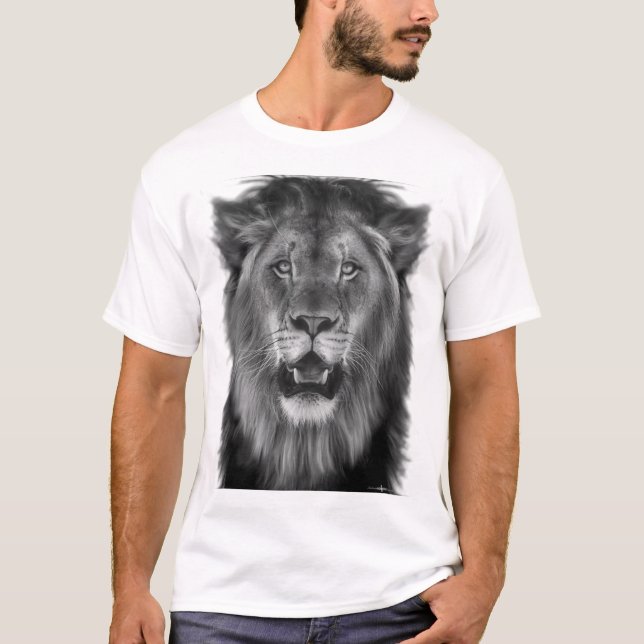 Camiseta Leão orgulhoso em preto e branco (Frente)