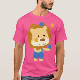Camiseta Leão Palhaço do Circo Fofo Faz Malabarismo com Bol