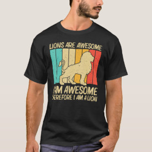 Camiseta Leão Para Homens Retrô Africano Do Zoo Safari