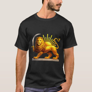 Camiseta Leão persa, bandeira iraniana, emblema do leão e d