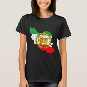Camiseta leão persa, mapa do Irã, bandeira iraniana, leão &