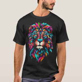 Camiseta Leão Pop de vibração artístico colorido