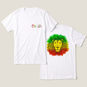 Camiseta leão rasta cabeça vermelha verde amarela Jamaica u