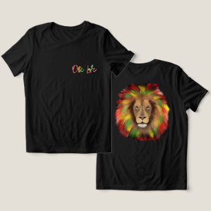 Camiseta leão rasta cabeça vermelha verde amarela Jamaica u