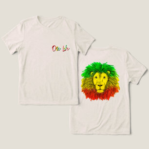 Camiseta leão rasta cabeça vermelha verde amarela Jamaica u