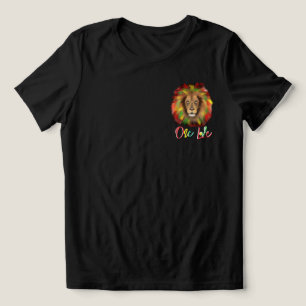 Camiseta leão rasta cabeça vermelha verde amarela Jamaica u