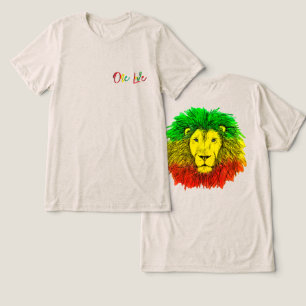 Camiseta leão rasta cabeça vermelha verde amarela Jamaica u
