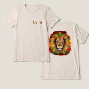 Camiseta leão rasta cabeça vermelha verde amarela Jamaica u