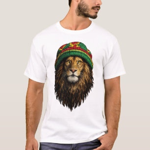 Camiseta Leão Rasta Hat – Design Urbano Relaxado