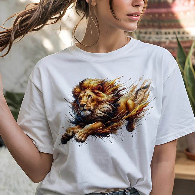 Camiseta Leão Saltador Grande Felino (Criador carregado)