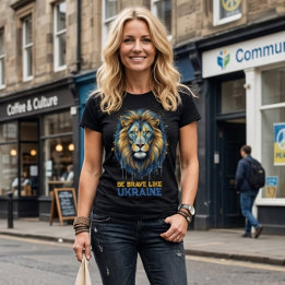 Camiseta Leão “Seja corajoso como a Ucrânia.”