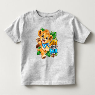 Camiseta Leão Selvagem Divertido (Menino)