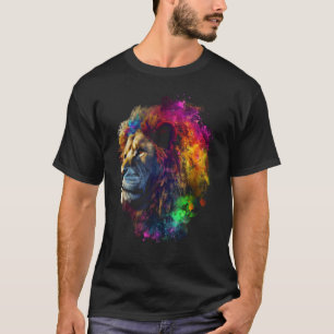 Camiseta Leão Trabalho de arte de Leão Colorido