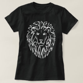 Camiseta Leão Tribal Negro e Branco
