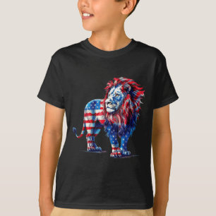Camiseta Leão vermelho branco e azul