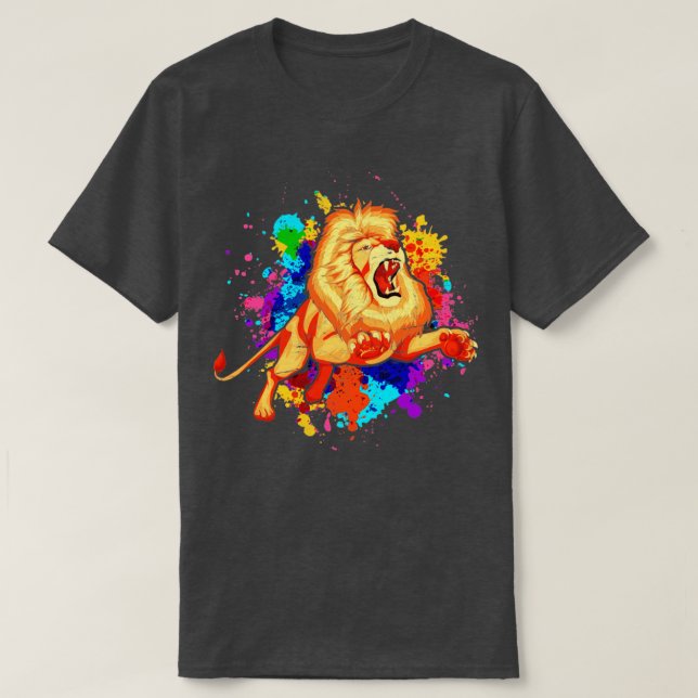 Camiseta Leão Zoológico Africano Colorido (Frente do Design)