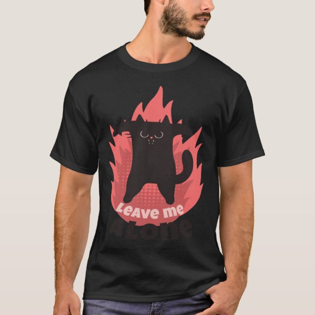 Camiseta Leave Me Alone Angry Cat Introvert Antisocial  1 (Frente)