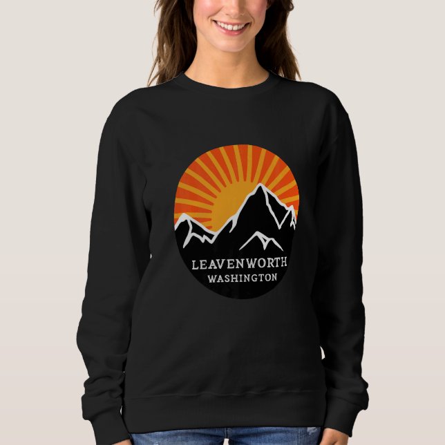 Camiseta Leavenworth Washington Retro Sunset Mounains Vint (Frente)