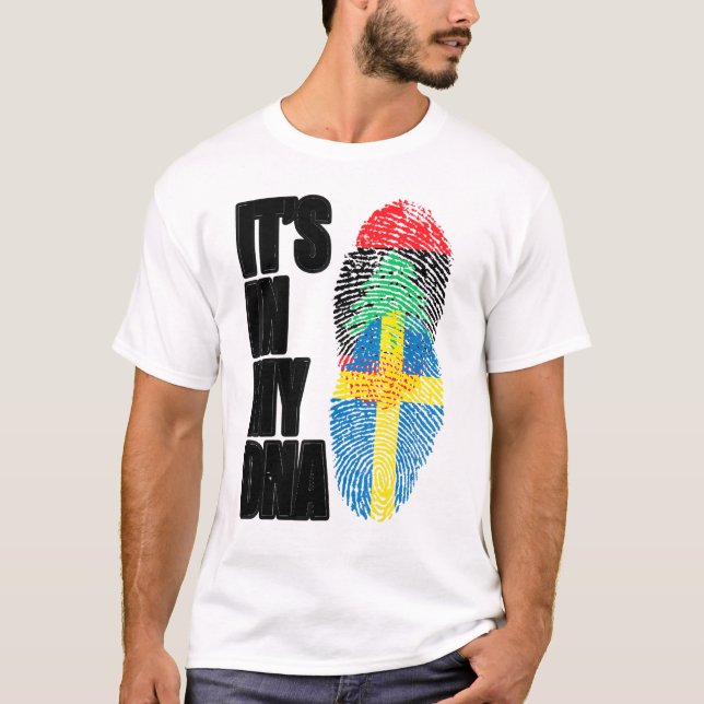 Camiseta Lebanese And Swedish Mix Dna Heritage Flag (Frente)