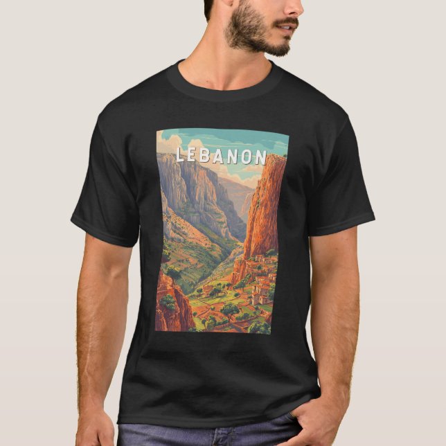 Camiseta Lebanon Illustration Travel Art Vintage (Frente)