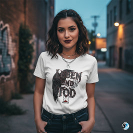 Camiseta 💀 "Leben und Tod" Raven Hourglass Gothic