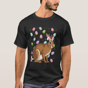 Camiseta Lebre Feliz Pásqua Caça ao Ovo Orelha de Coelho Le