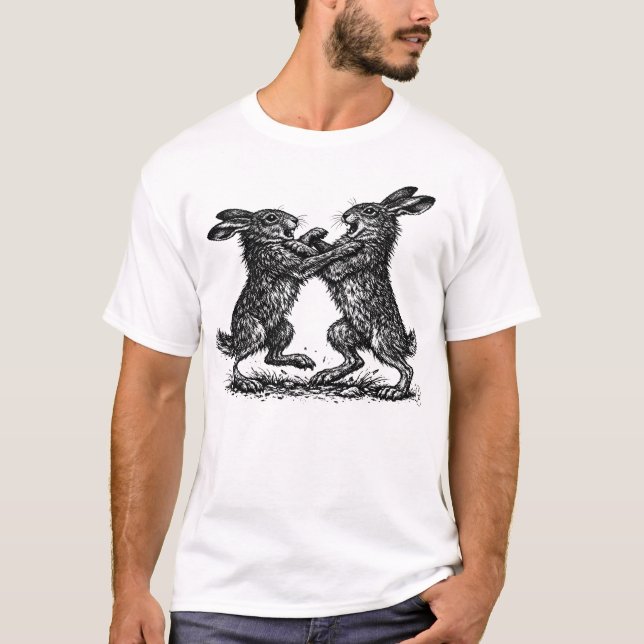 Camiseta Lebres Boxeando – Duelo Assombrado da Floresta Tin (Frente)