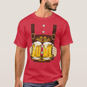Camiseta Lederhosen Costume Oktoberfest Men Prost Beer Mug