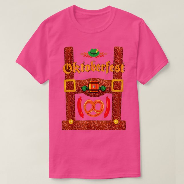 Camiseta Lederhosen Suspenders Oktoberfest Bavarian Munique (Frente do Design)