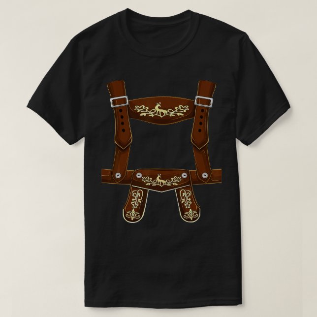 Camiseta Lederhosen Suspenders Oktoberfest costume Bavarian (Frente do Design)